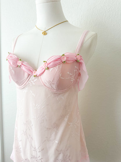 Vintage Pink Rose Fairy Mesh Top