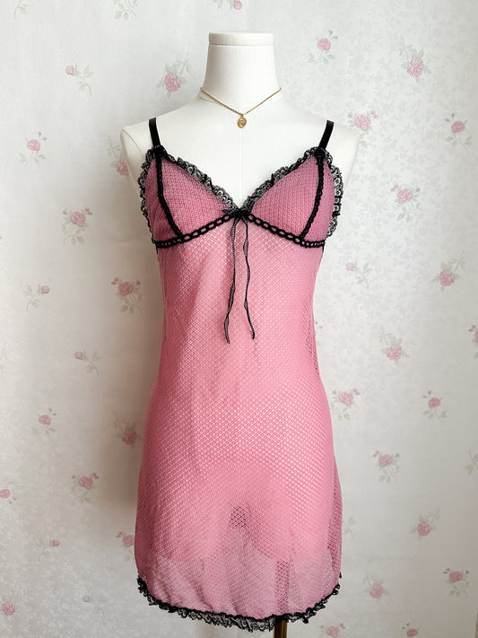 Pink Purple Trim Mesh Slip