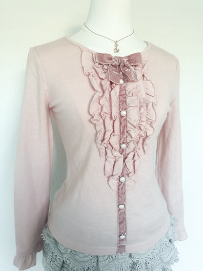 Pink Ribbon Ruffle Long Sleeve