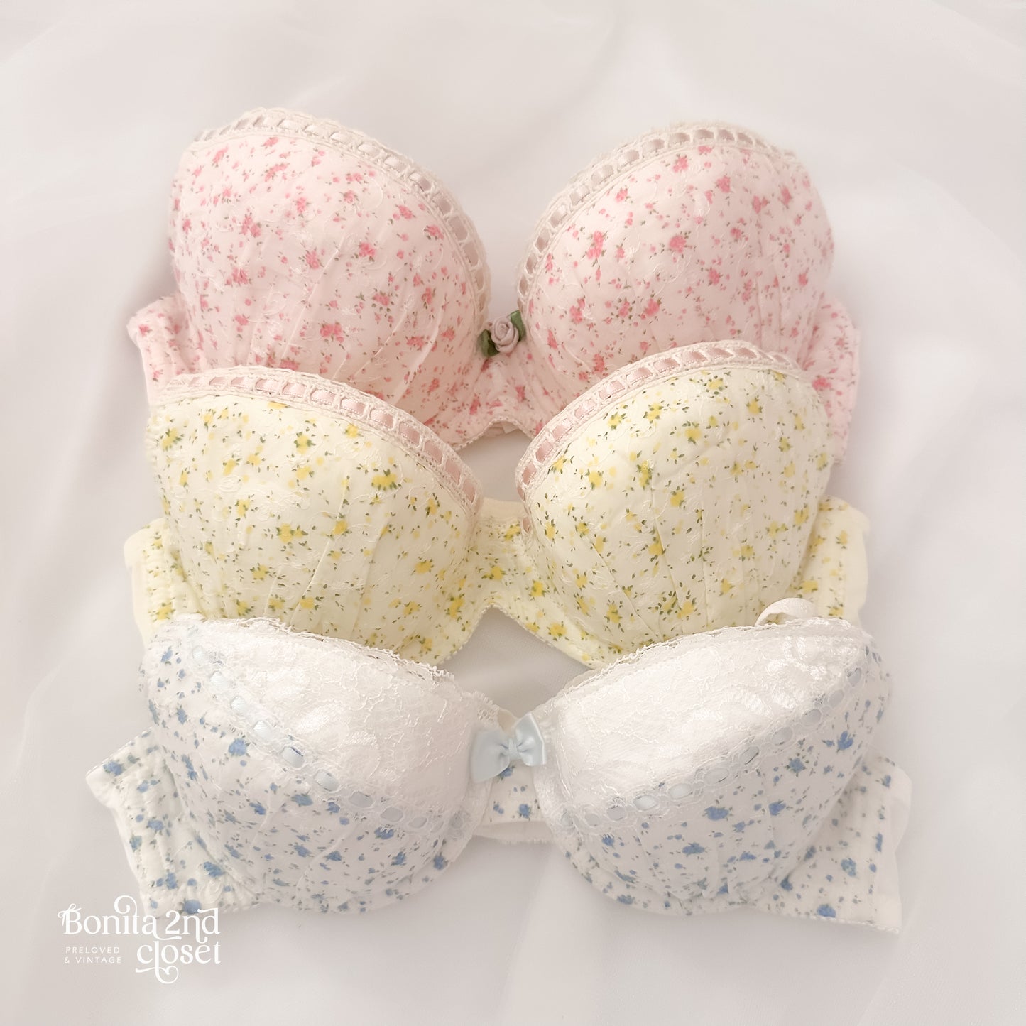 Japanese Cottage Yellow Floral Pattern Bra