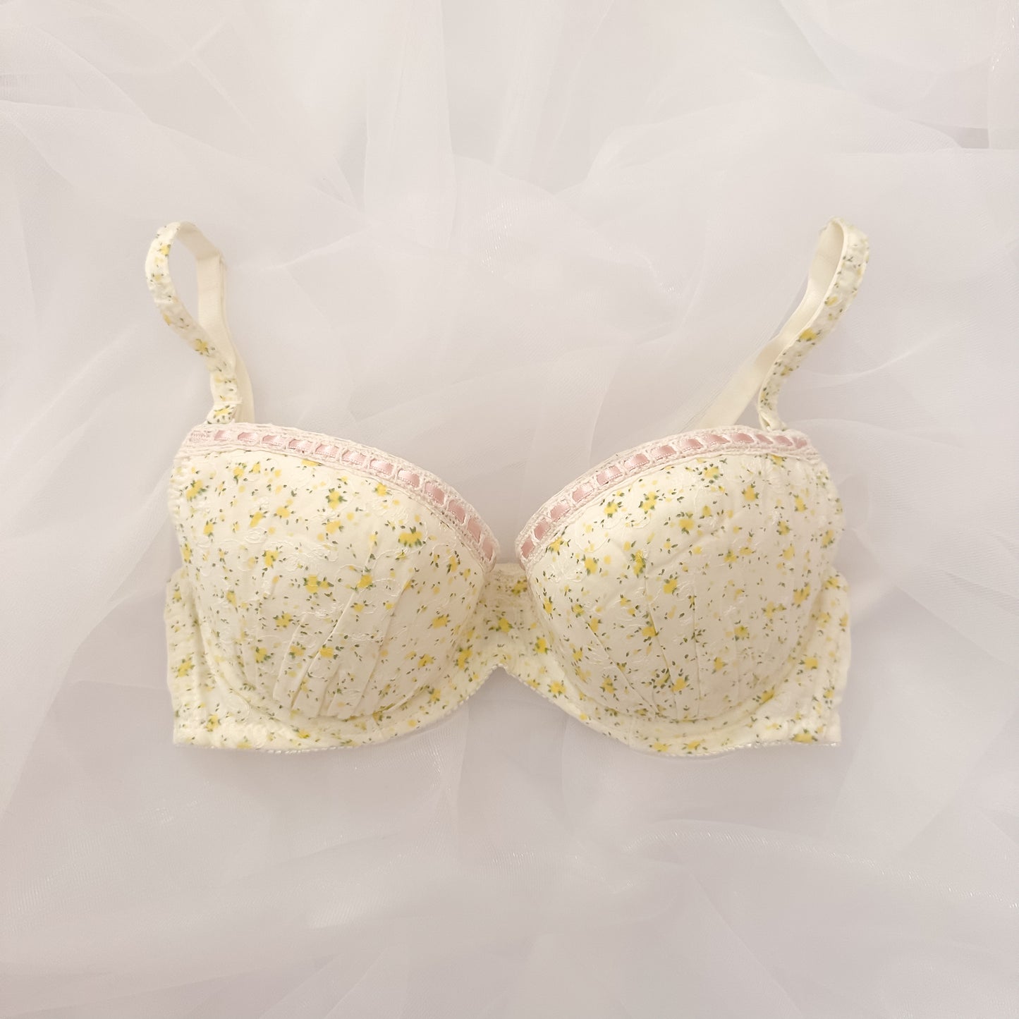 Japanese Cottage Yellow Floral Pattern Bra