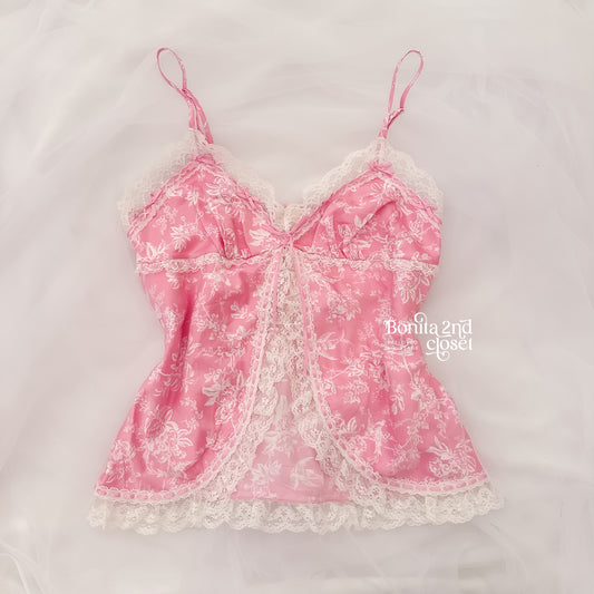 Vintage Milkmaid Floral Lace Trim Camisole