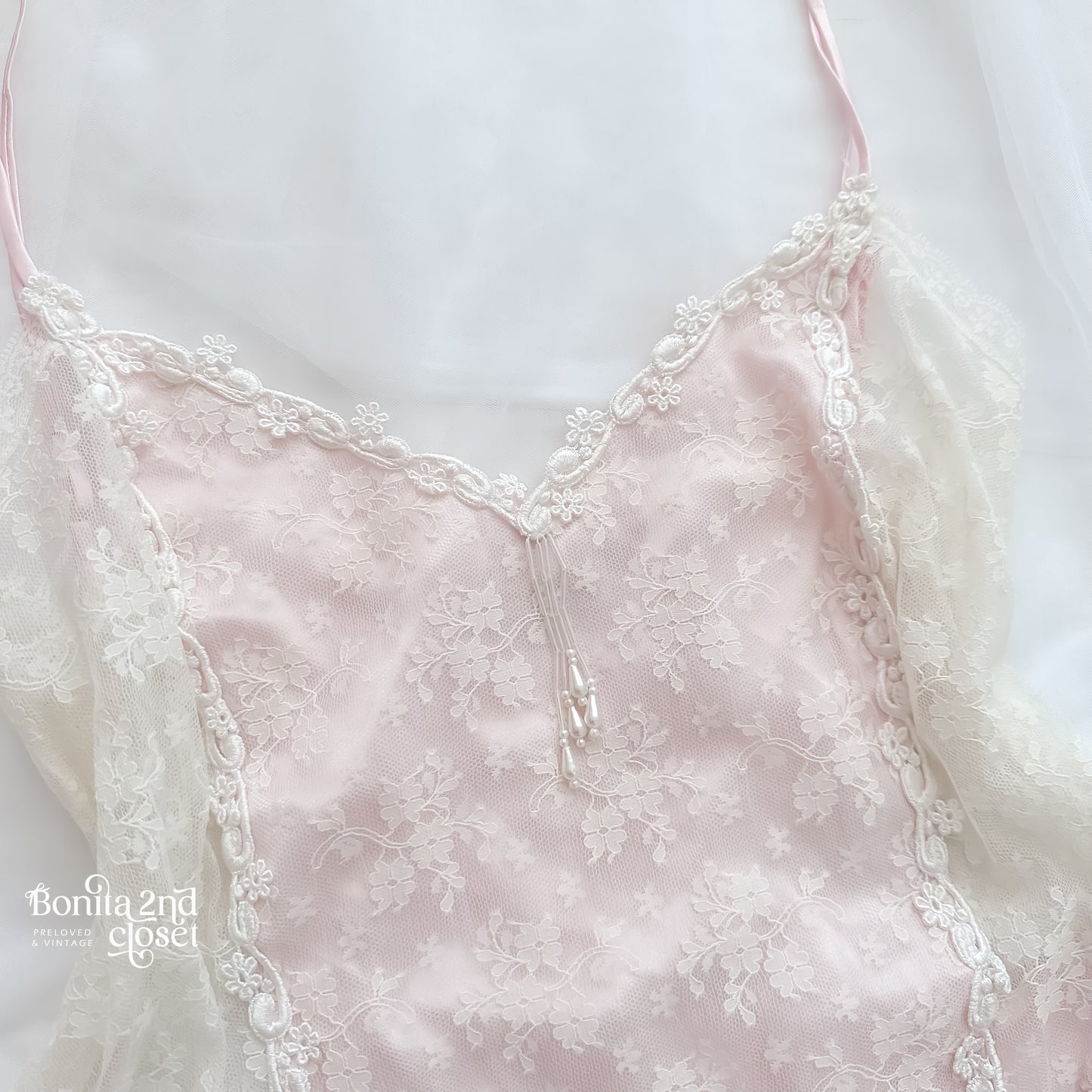 Vintage Delicates Blush Satin Lace Bodysuit